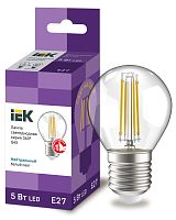 Лампа светодиодная G45 шар прозрачная 5Вт 230В 4000К E27 серия 360° | код LLF-G45-5-230-40-E27-CL | IEK